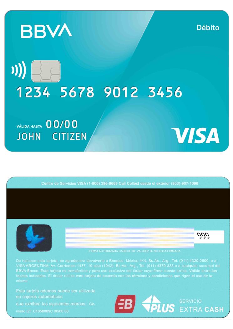 Agentina BBVA bank visa debit card